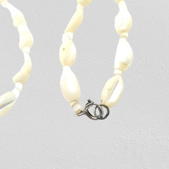 Cultured Freshwater Rice Pearl Necklace Vintage Baroque Single Strand w/Spacers - Picture 7 of 10